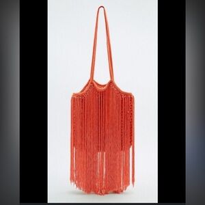 Zara Fringe Orange Shoulder Bag